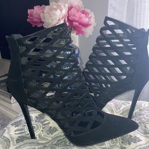 Black Caged Booties
